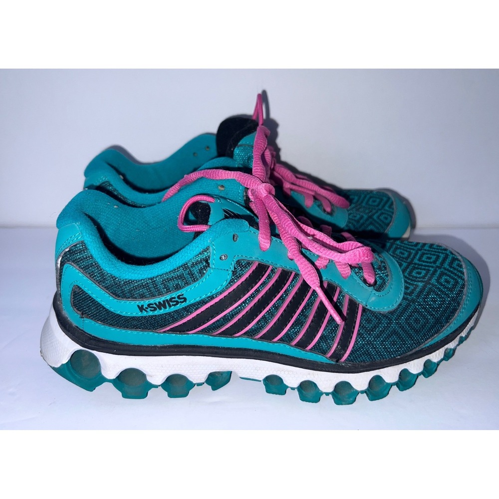K-Swiss Running Shoes Teal Black Pink Low Top Sneakers 93374-321-M Womens 6.5